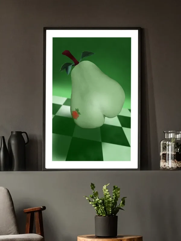 Chequered Pear - Surrealistisk poster - Ramexempel