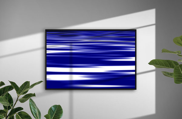 Ramexempel: 0144 Blue Waves - Abstrakt unik svensk konst - Konstnär: Bengt Grönkvist