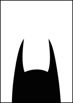 Batman - Poster. Tavla i svartvitt utförande. Stiliserad bild av Batmans dräkt.