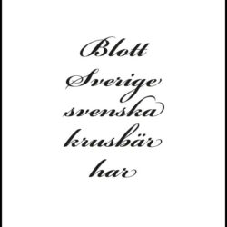 Blott Sverige svenska krusbär har - Poster Texttavla: Blott Sverige svenska krusbär har - Poster
