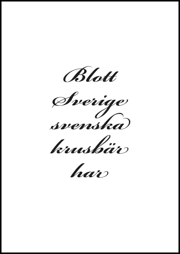 Texttavla: Blott Sverige svenska krusbär har - Poster