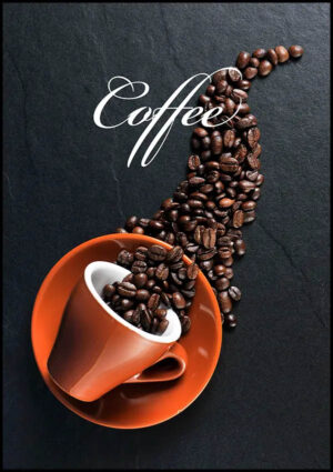 Coffee - Kaffekopp med kaffebönor - Poster