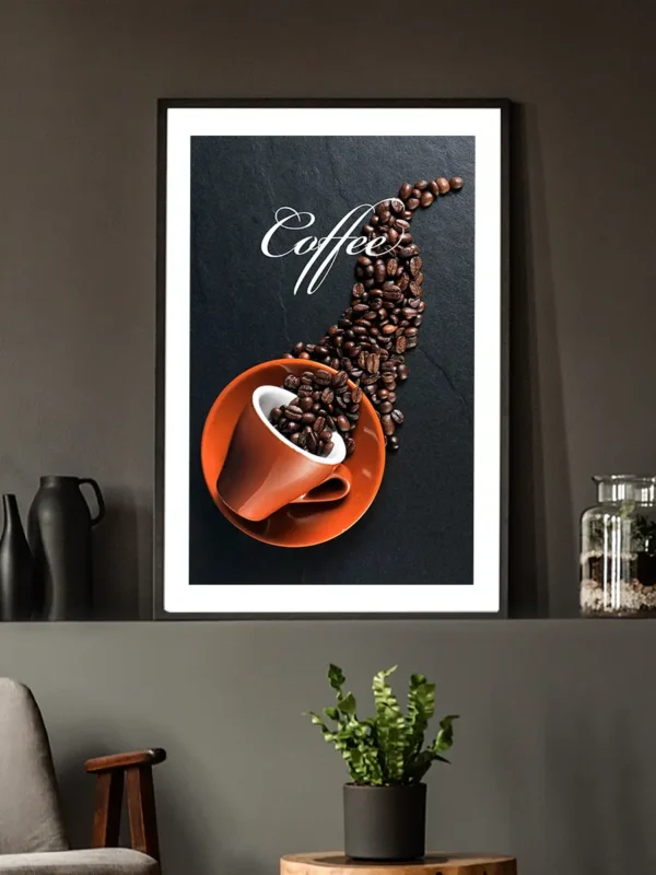 Coffee - Kaffekopp med kaffebönor - Poster - Ramexempel