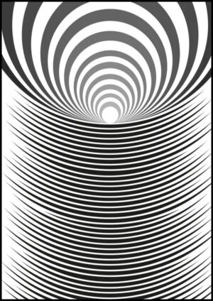 Whirlwind - Abstrakt psykedeliskt mönster i svartvitt - Poster