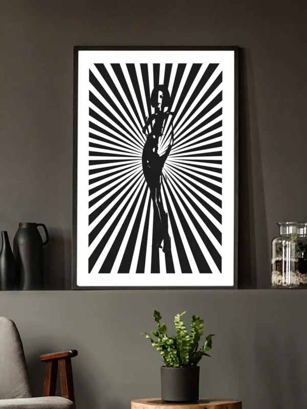 In The Center - Abstrakt mönster med en siluett av en kvinna - Poster - Ramexempel