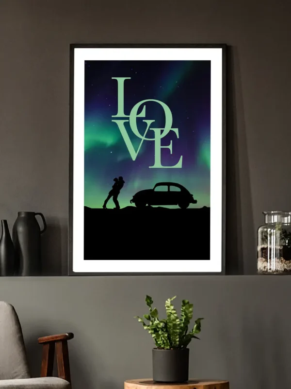 Love by the Northern Light - Fototavla, poster - Ramexempel