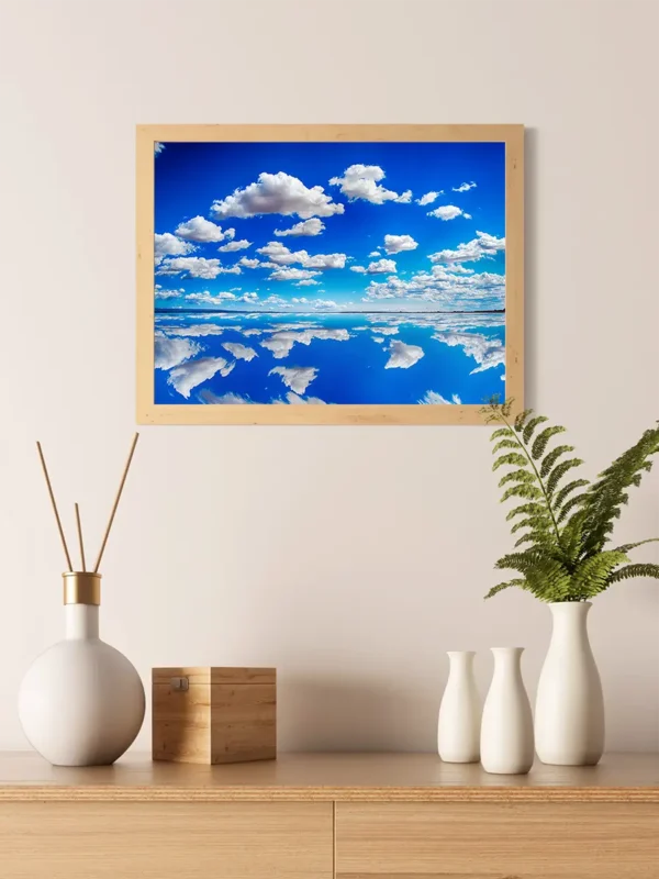 Summer Sky - en blå molnig sommarhimmel - poster - Ramexempel