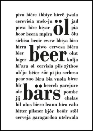 Öl, beer, bärs - Öl på olika språk - Poster
