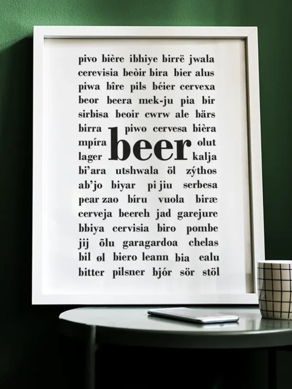 Öl på olika språk - Poster - Ramexempel