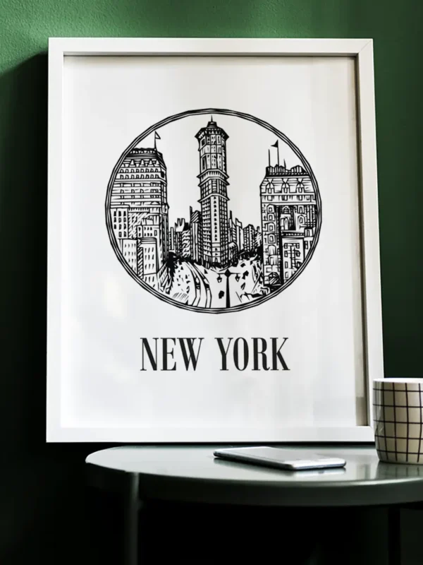 New York - Flat Iron Building - Strykjärnshuset - Poster - Ramexempel