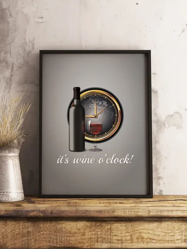 Texttavla: It's wine o'clock - Poster - Poster - Ramexempel