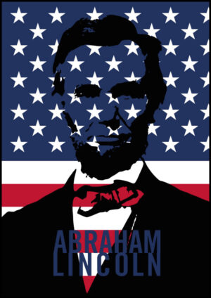 Abraham Lincoln och USA's Flagga - Popkonst - Poster