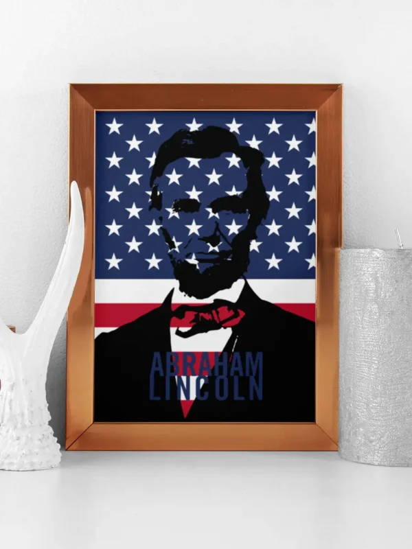 Abraham Lincoln och USA's Flagga - Popkonst - Poster - Ramexempel