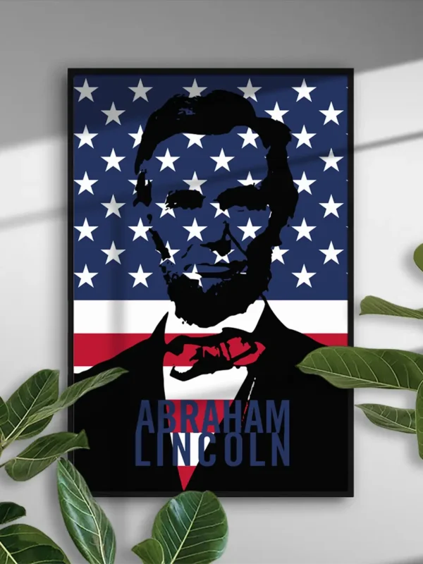 Abraham Lincoln och USA's Flagga - Popkonst - Poster - Ramexempel