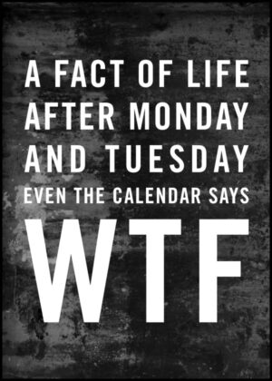 Texttavla: A fact of life - After monday and tuesday even the calendar says WTF - Poster
