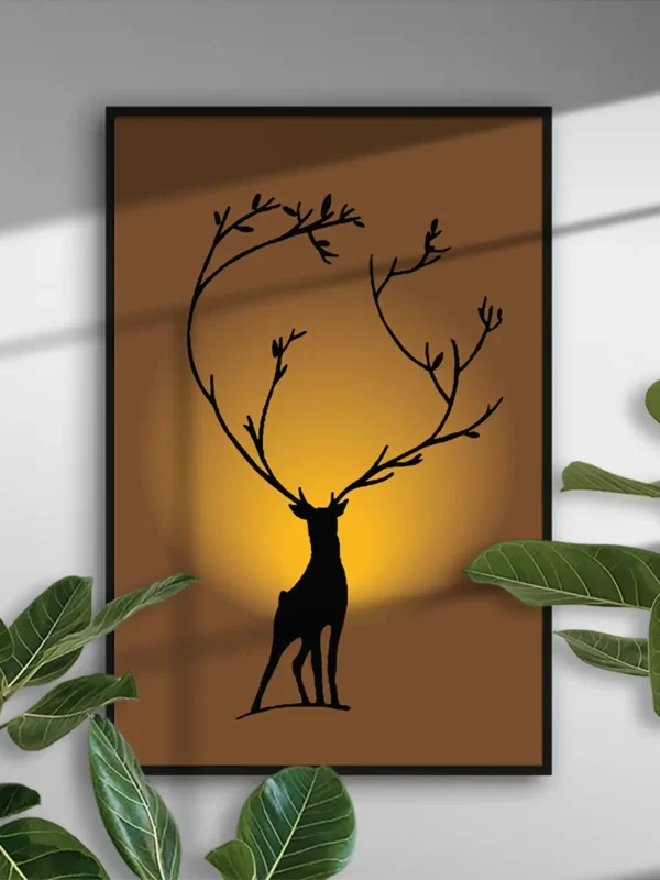 Deer - Stiliserad grafisk bild av en hjort - Poster - Ramexempel