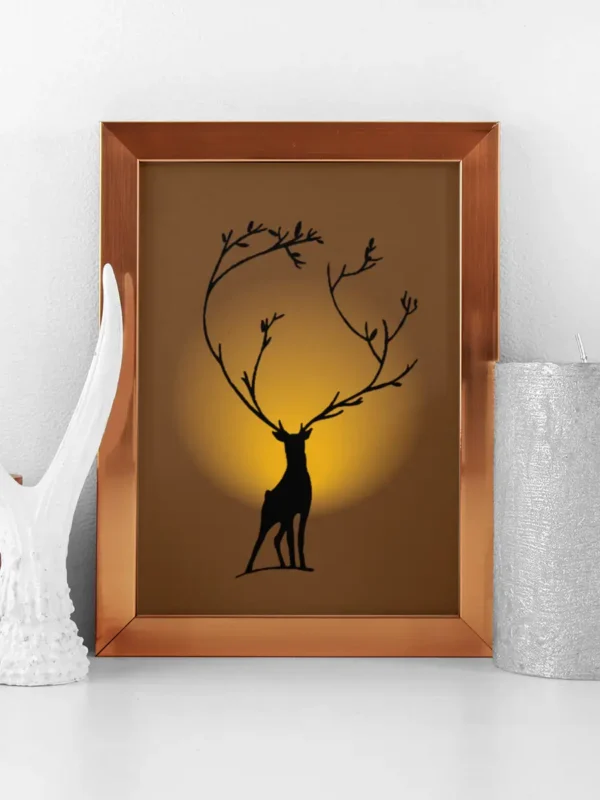 Deer - Stiliserad grafisk bild av en hjort - Poster - Ramexempel