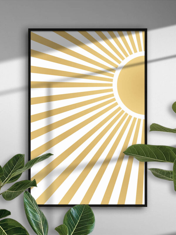Stiliserad Sol i högerkanten - Poster - Ramexempel