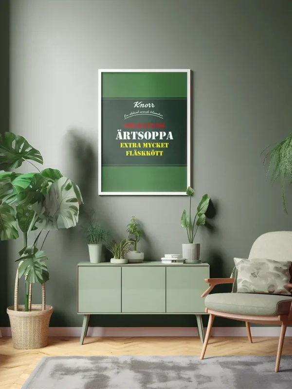 Soldatens Ärtsoppa - Knorr - Grafisk poster - Ramexempel