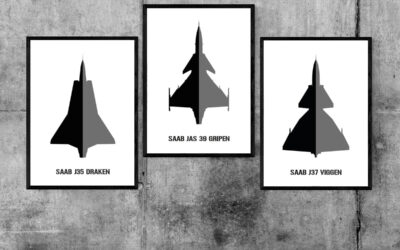 Posters med svenska stridsflygplan