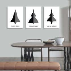 Posterserie med tre tavlor - J35 Draken, JA37 Viggen och JAS 39 Gripen