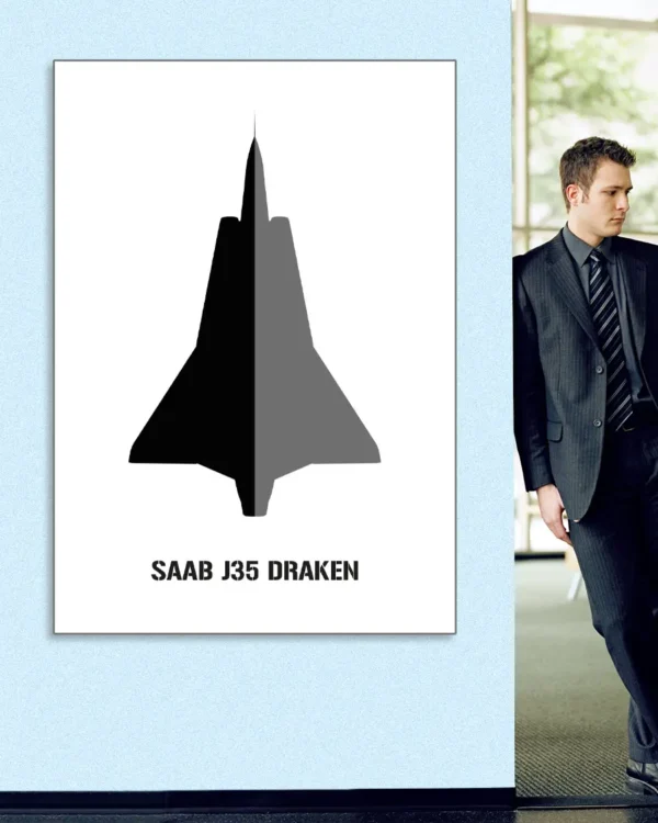Saab J35 Draken - Poster - Ramexempel 100x140 cm