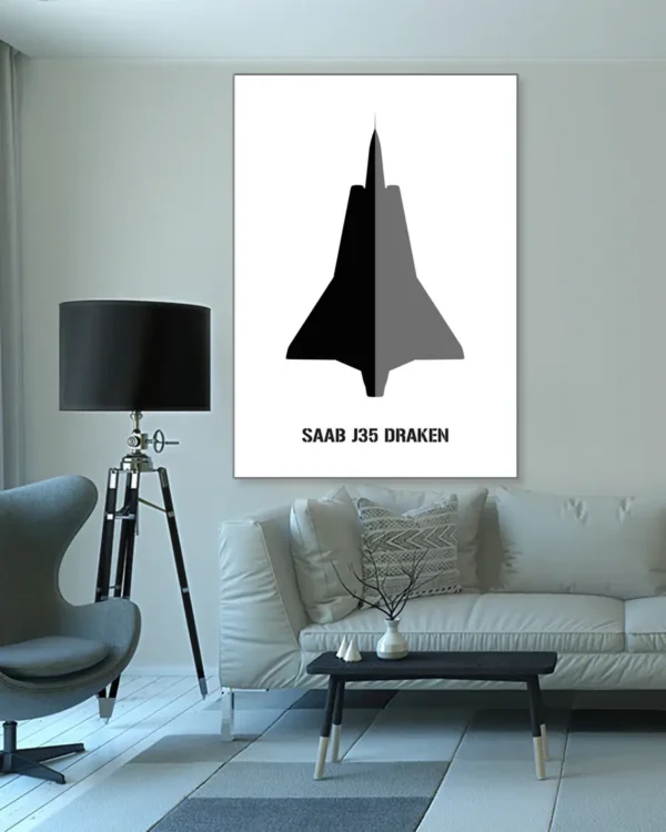 Saab J35 Draken - Poster - Ramexempel 100x140 cm