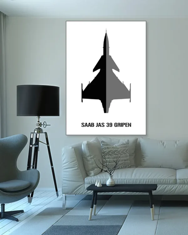 Saab JAS 39 Gripen - Poster - Ramexempel 100x140 cm