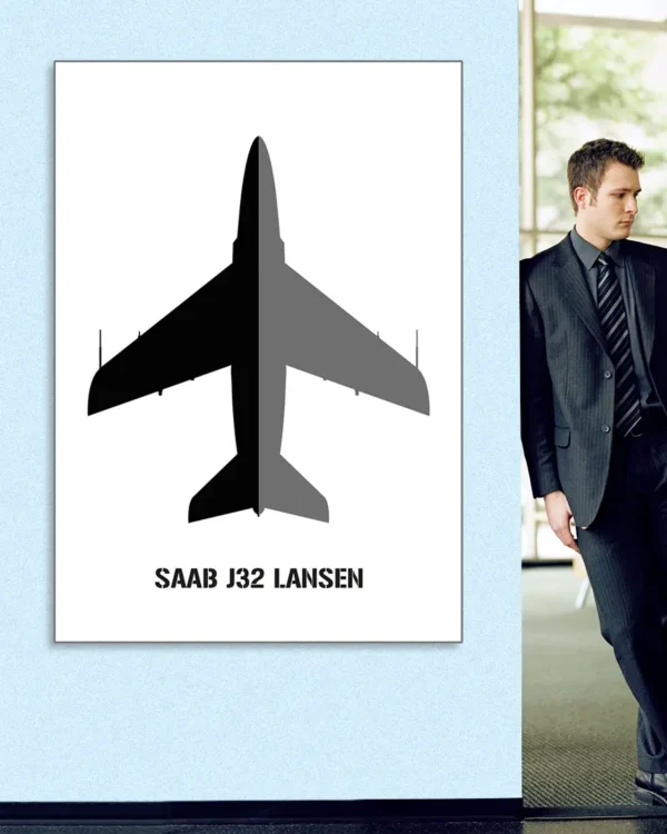 Saab J32 Lansen - Poster - Ramexempel 100x140 cm
