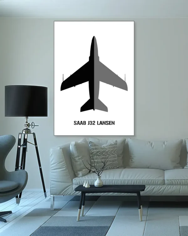 Saab J32 Lansen - Poster - Ramexempel 100x140 cm