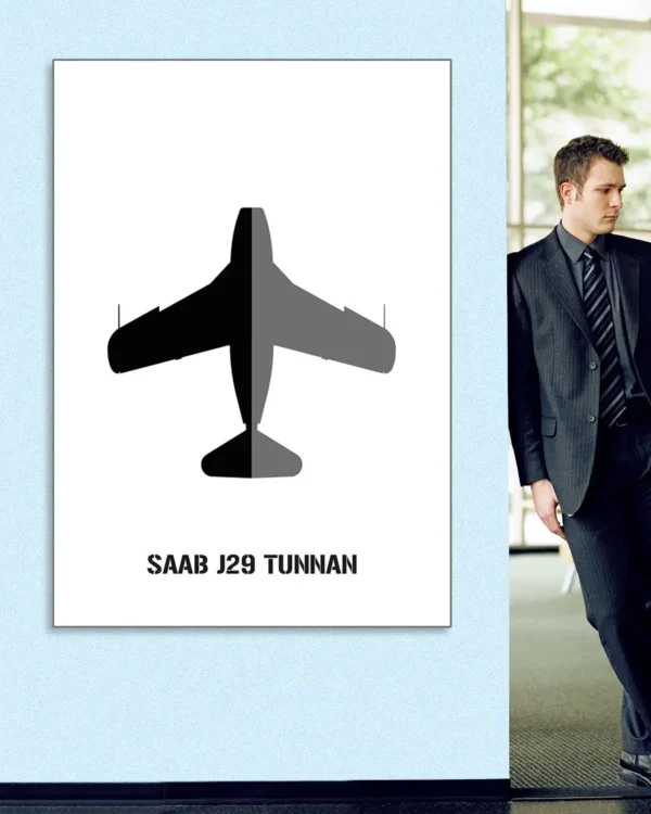 Saab J29 Tunnan - Poster - Ramexempel 100x140cm