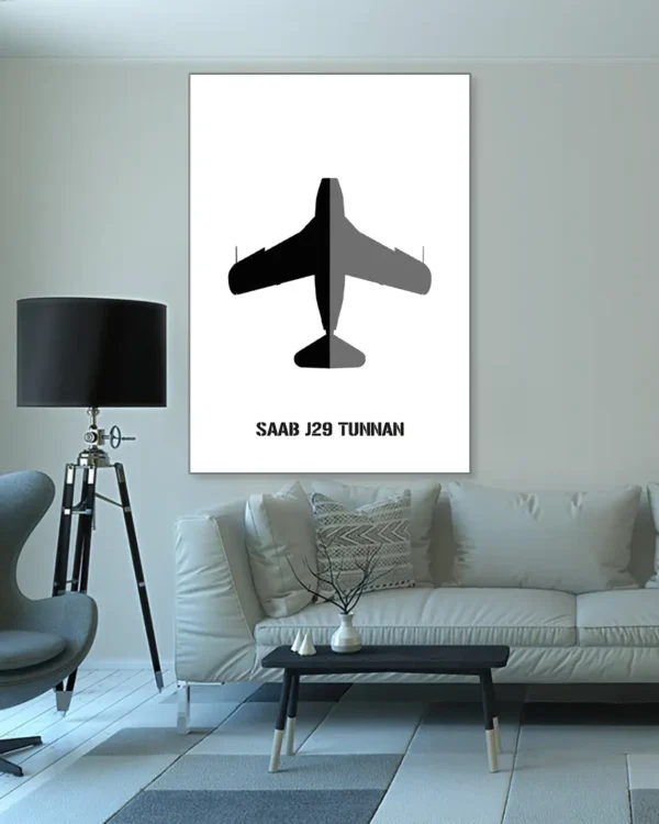 Saab J29 Tunnan - Poster - Ramexempel 100x140cm