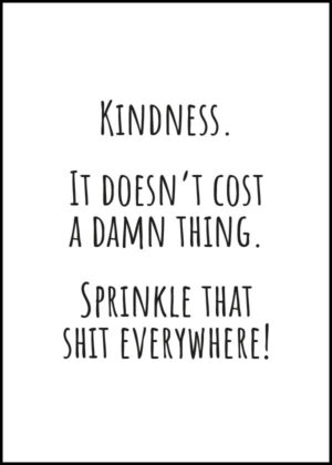 Kindness - It doesn't cost a damn thing - Sprinkle that shit everywhere - Poster
