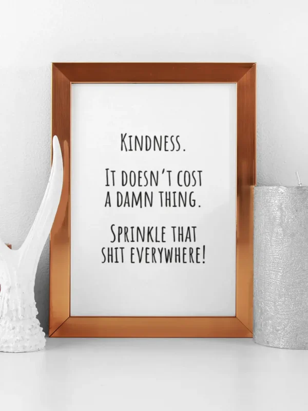 Kindness - It doesn't cost a damn thing - Sprinkle that shit everywhere - Poster - Ramexempel