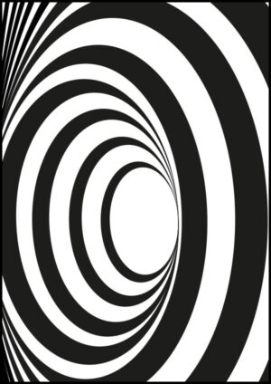 Psychedelic Circles - Svartvit grafisk poster