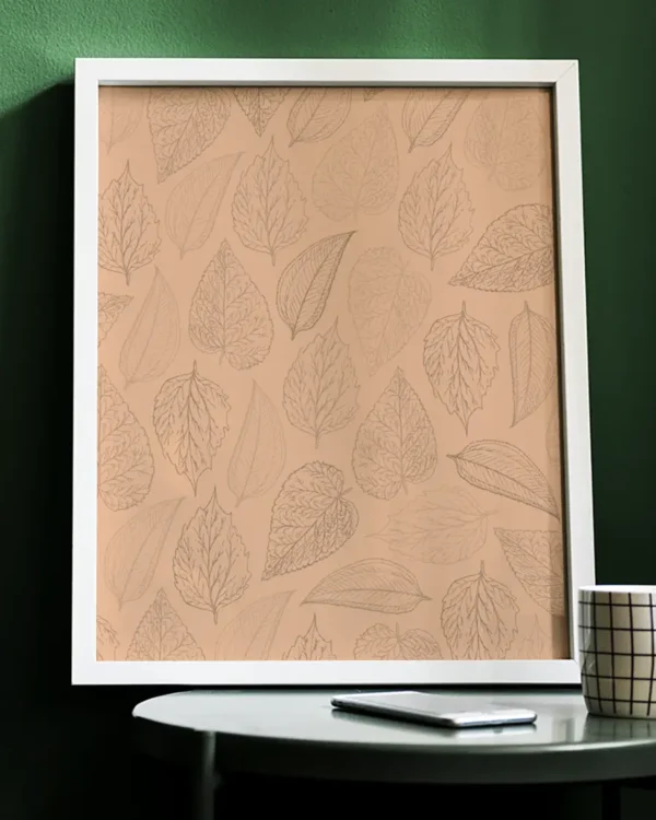 Stiliserade Löv - Persika - Grafisk poster - Ramexempel