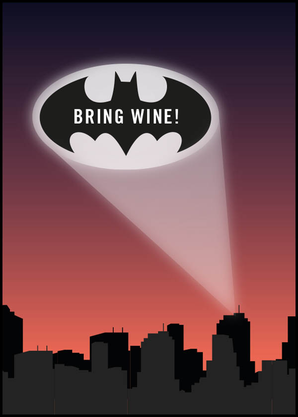 Batman Signal - Bring Wine - Grafisk Poster