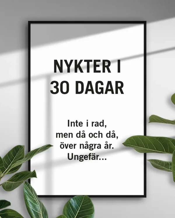 Nykter i 30 dagar - Poster - Ramexempel
