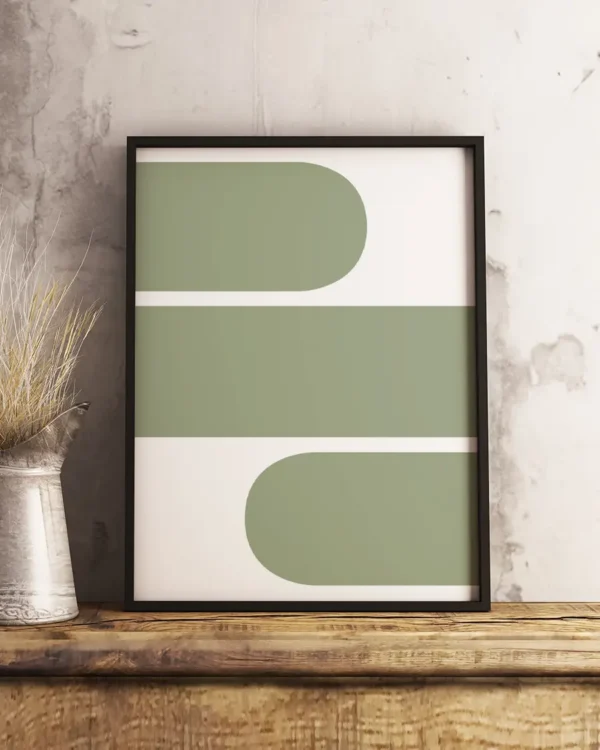 Geometriska former - Gröna fält - Grafisk poster - Ramexempel