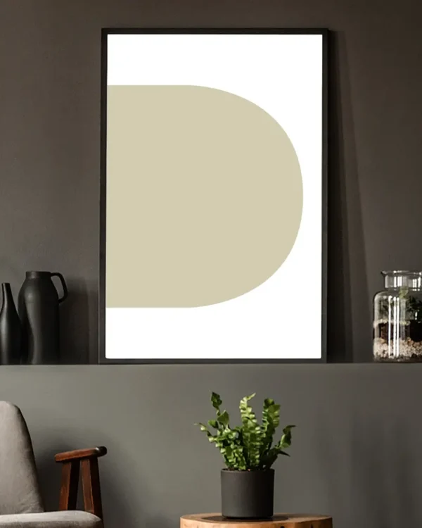Geometriska former - Fält i beige - Höger - Grafisk poster - Ramexempel