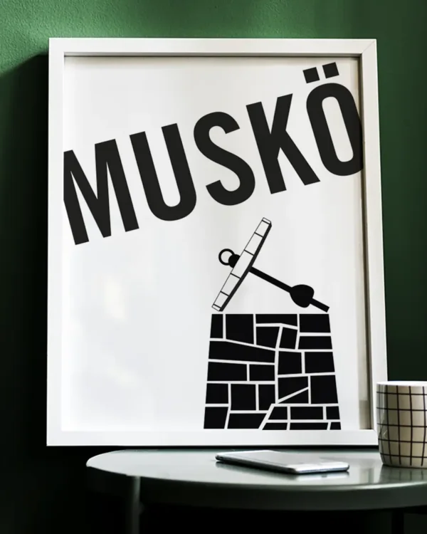 Muskö - Med Älvsnabbsmonumentet - Poster - Ramexempel