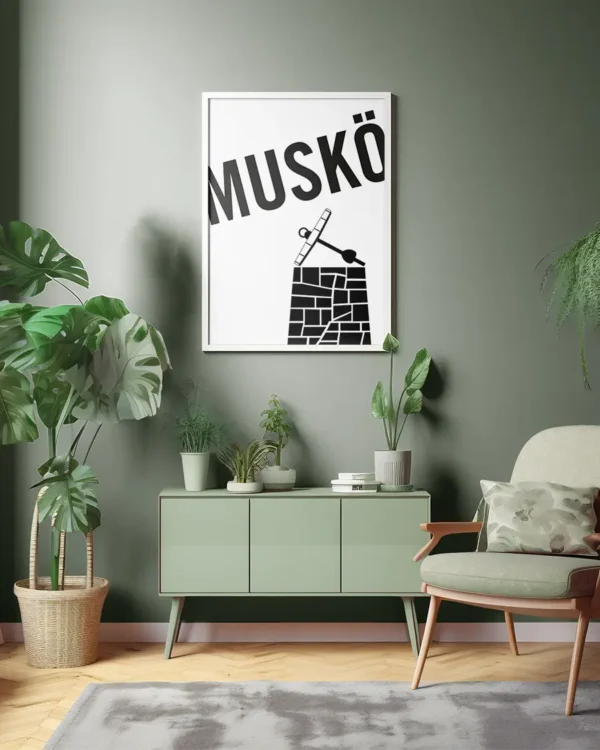 Muskö - Med Älvsnabbsmonumentet - Poster - Ramexempel