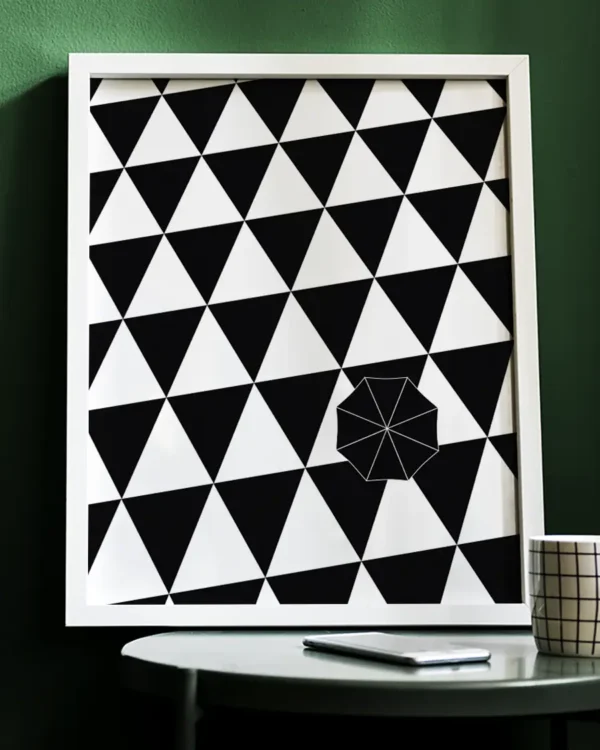 Regnskydd på Plattan - Poster - Grafisk illustration - Ramexempel