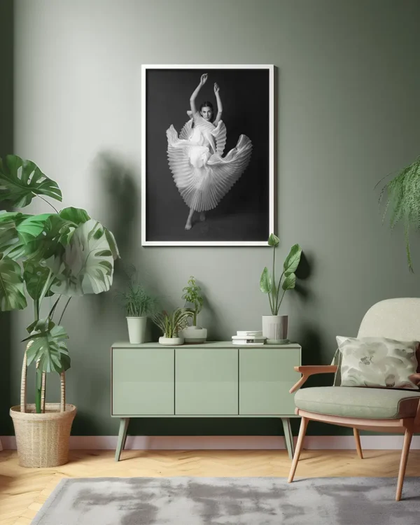 Swan Lake - Poster - Svartvitt fotografi - Ramexempel