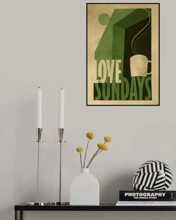 Love Sunday Print - Poster - Grafisk konst - Ramexempel