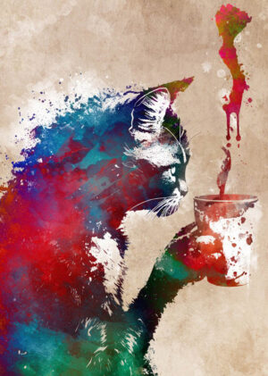 Cat And Coffee - Poster - Grafisk konst