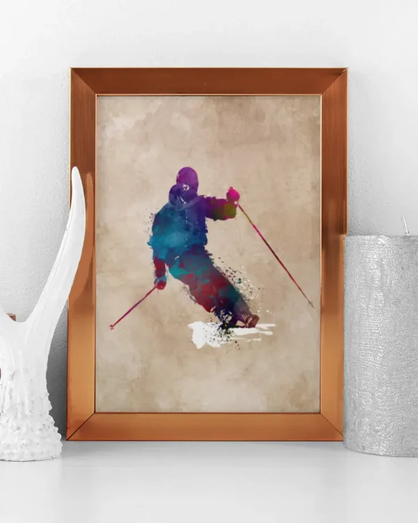 Skidåkare - Ski Sport Art 1 - Poster - Grafisk konst - Ramexempel