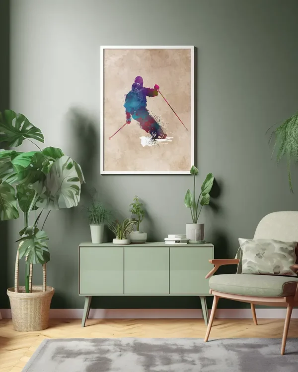 Skidåkare - Ski Sport Art 1 - Poster - Grafisk konst - Ramexempel