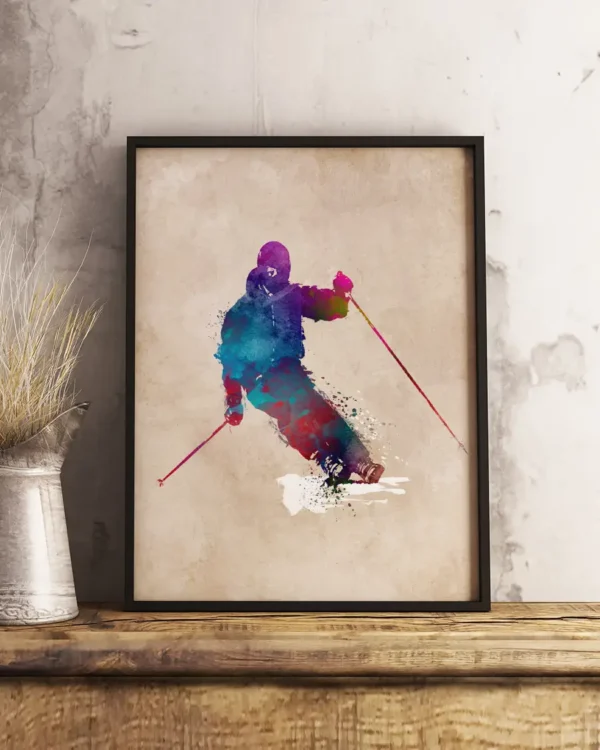 Skidåkare - Ski Sport Art 1 - Poster - Grafisk konst - Ramexempel