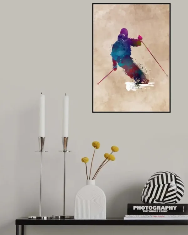 Skidåkare - Ski Sport Art 1 - Poster - Grafisk konst - Ramexempel